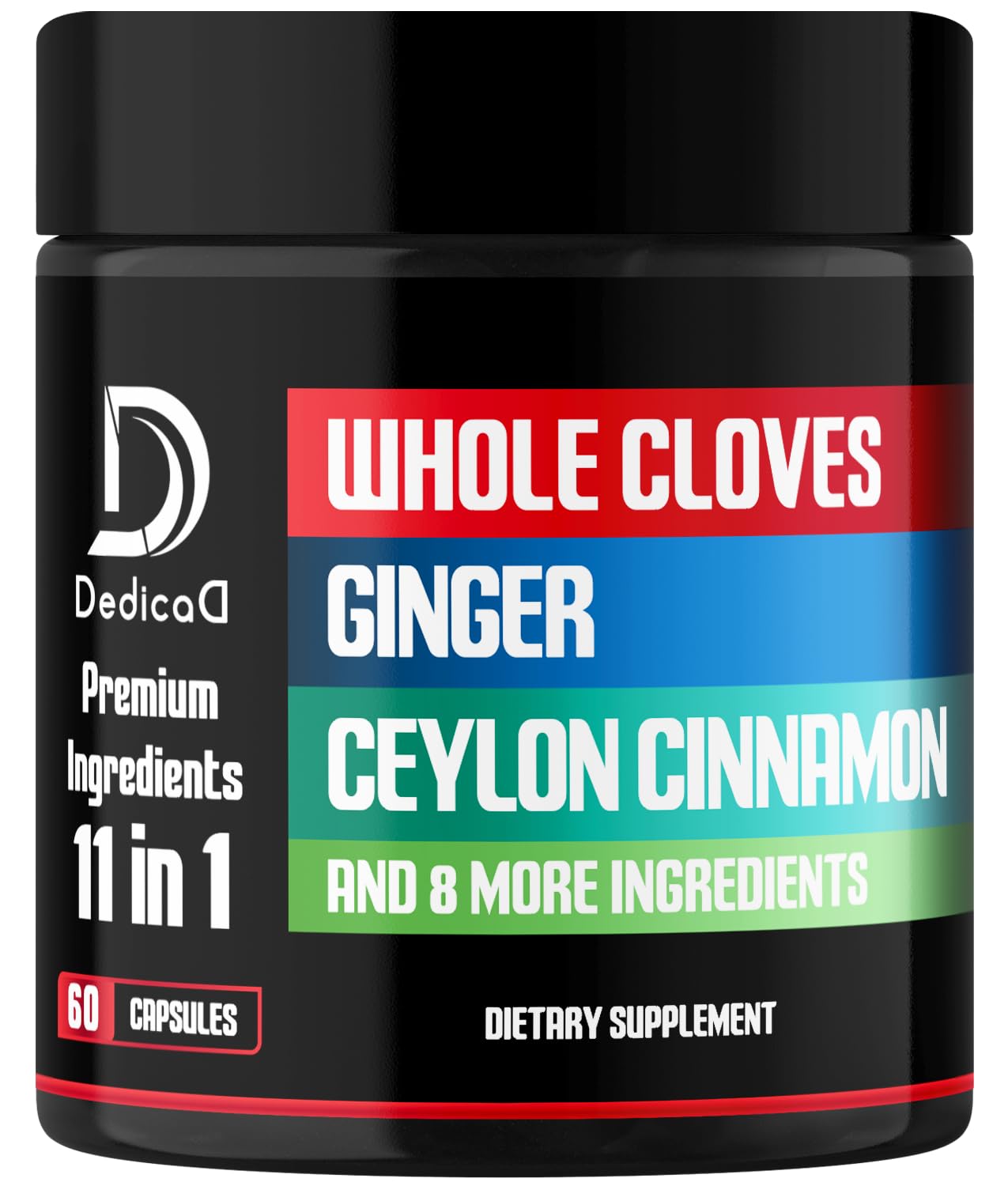 DEDICAD 11in1 Cloves Supplement with Ginger, Ceylon Cinnamon Capsules, 60 Capsules
