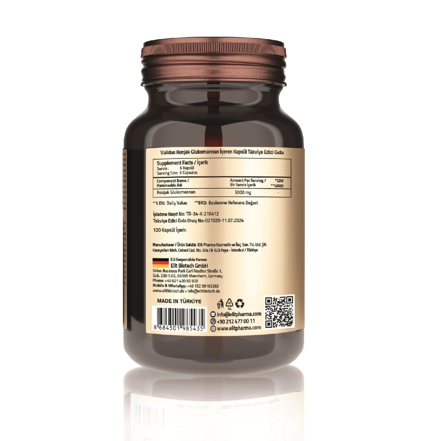 VALIDUS Konjak Glukomannan 3000 mg Capsules, 120