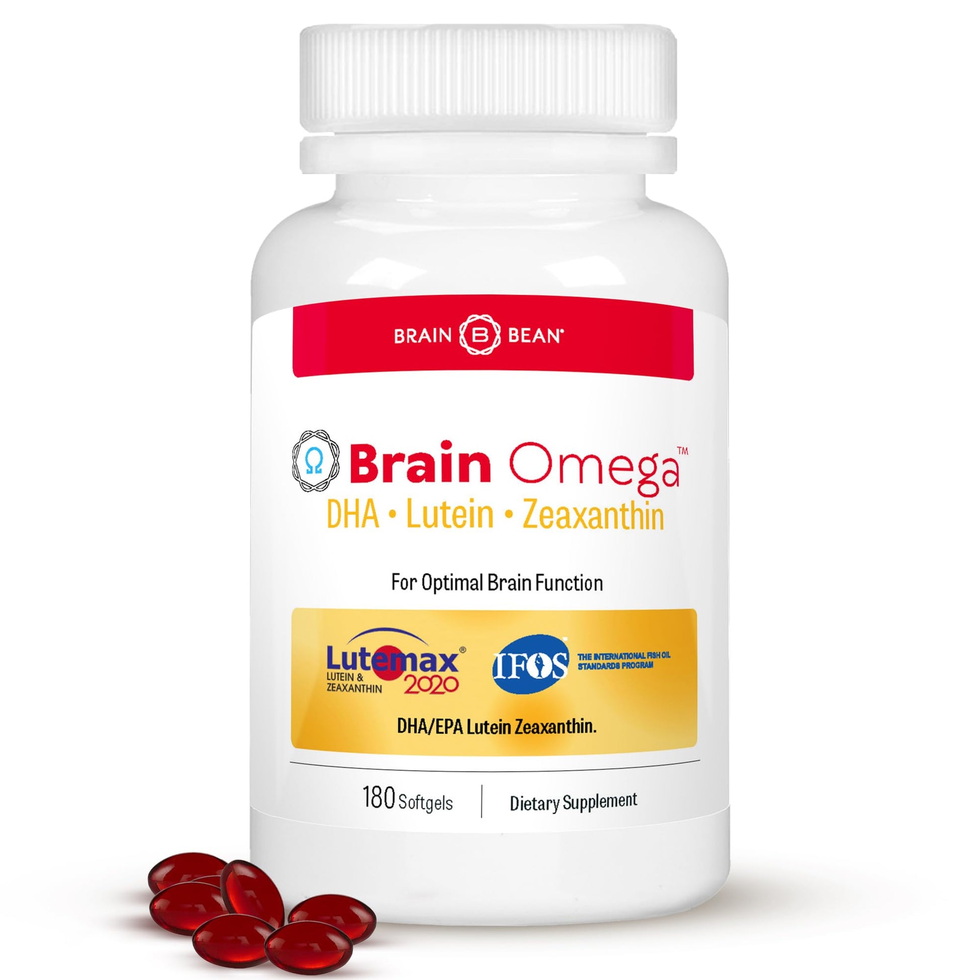 Brain Bean Brain Omega with Lutein and Zeaxanthin Softgels, 180 Count