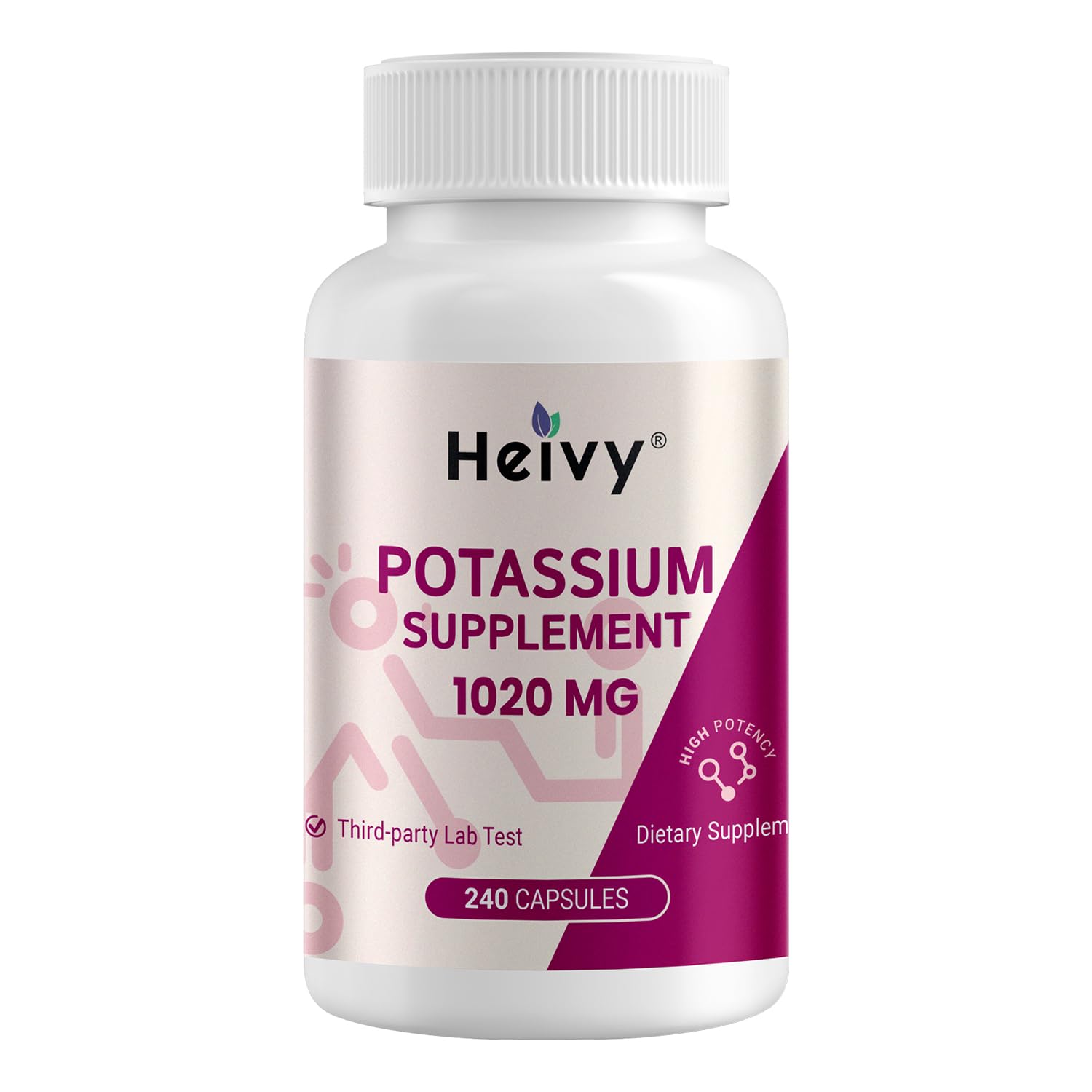 Heivy Potassium Supplement 1020 mg Capsules, 240 Veg Capsules