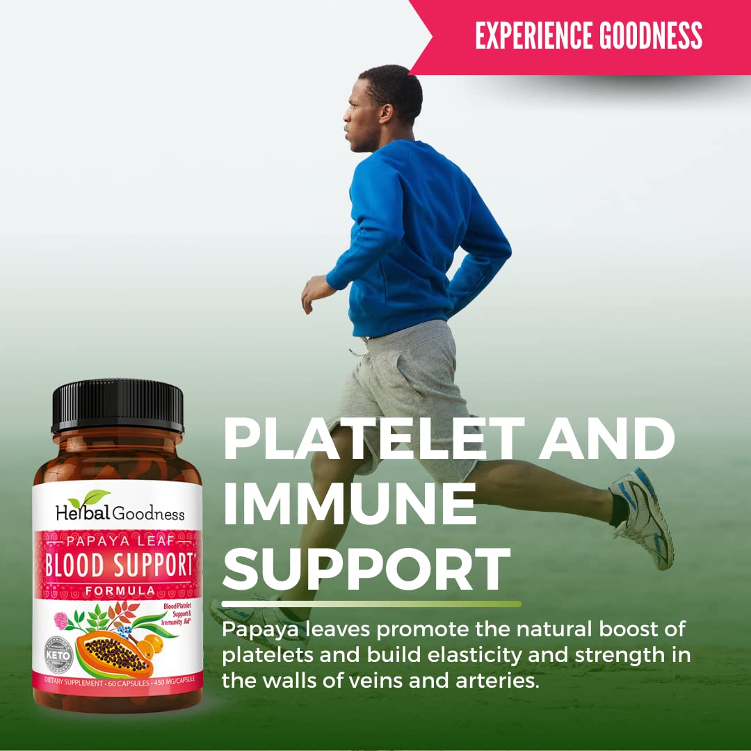 Herbal Goodness Papaya Leaf Blood Support Capsules, 60 Count