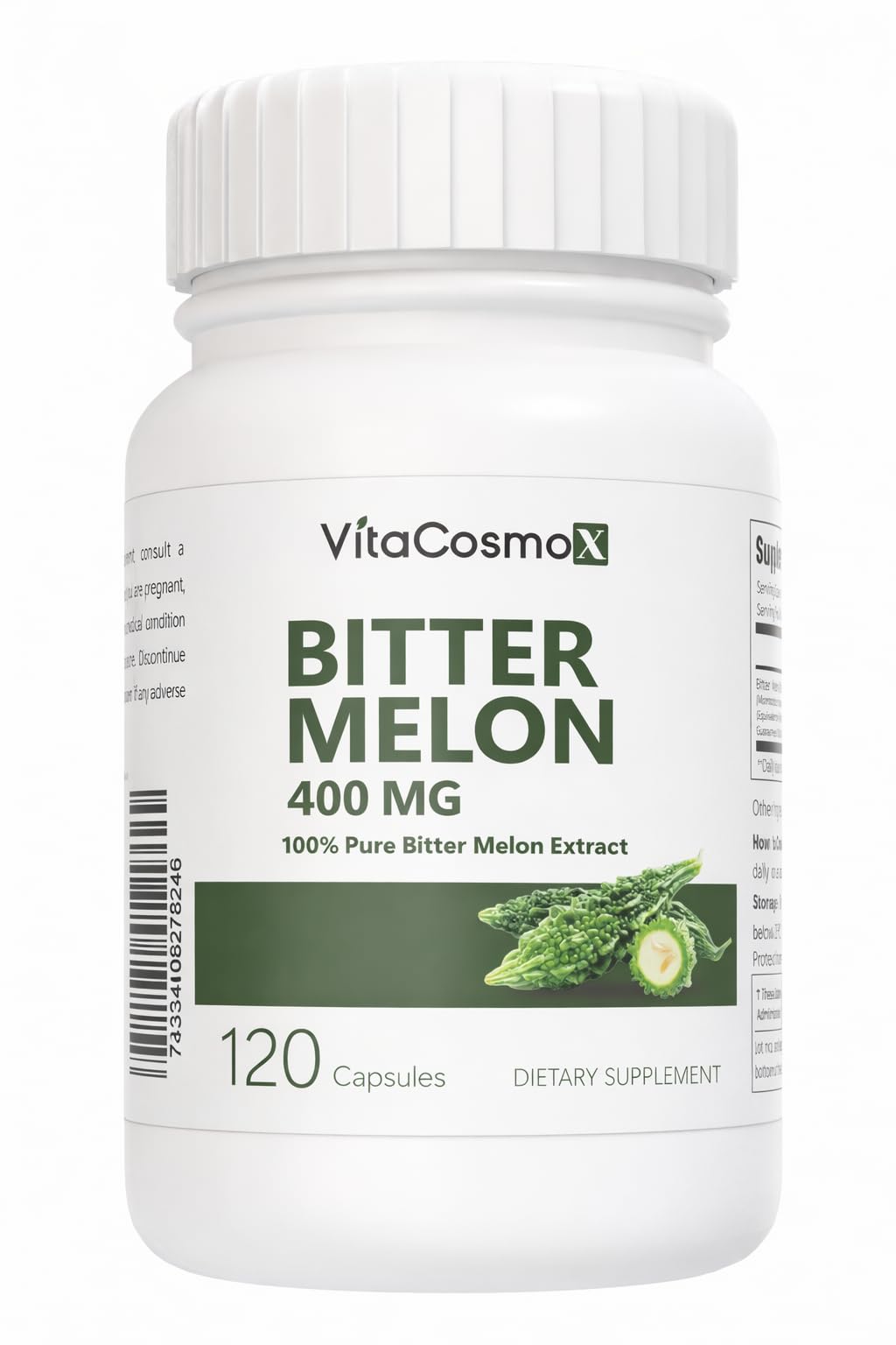 VitaCosmoX Bitter Melon Root 400 mg Capsule, 120 Vegan Capsules