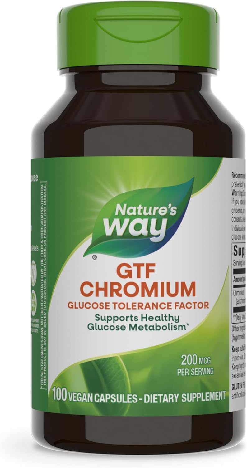 Nature's Way GTF Chromium Capsules, 200 mcg per Serving, 100 Vegan Capsules
