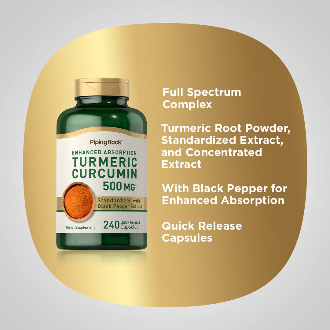 Piping Rock Turmeric Curcumin Supplement 240 Capsules