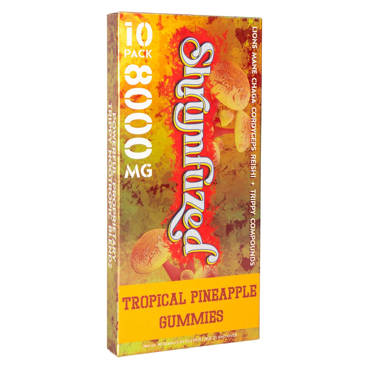 Shrumfuzed Nootropic Gummy 8000mg Lion's Mane, Reishi, Chaga, and Cordycep Nootropic Mushroom Blend, 10 Gummies