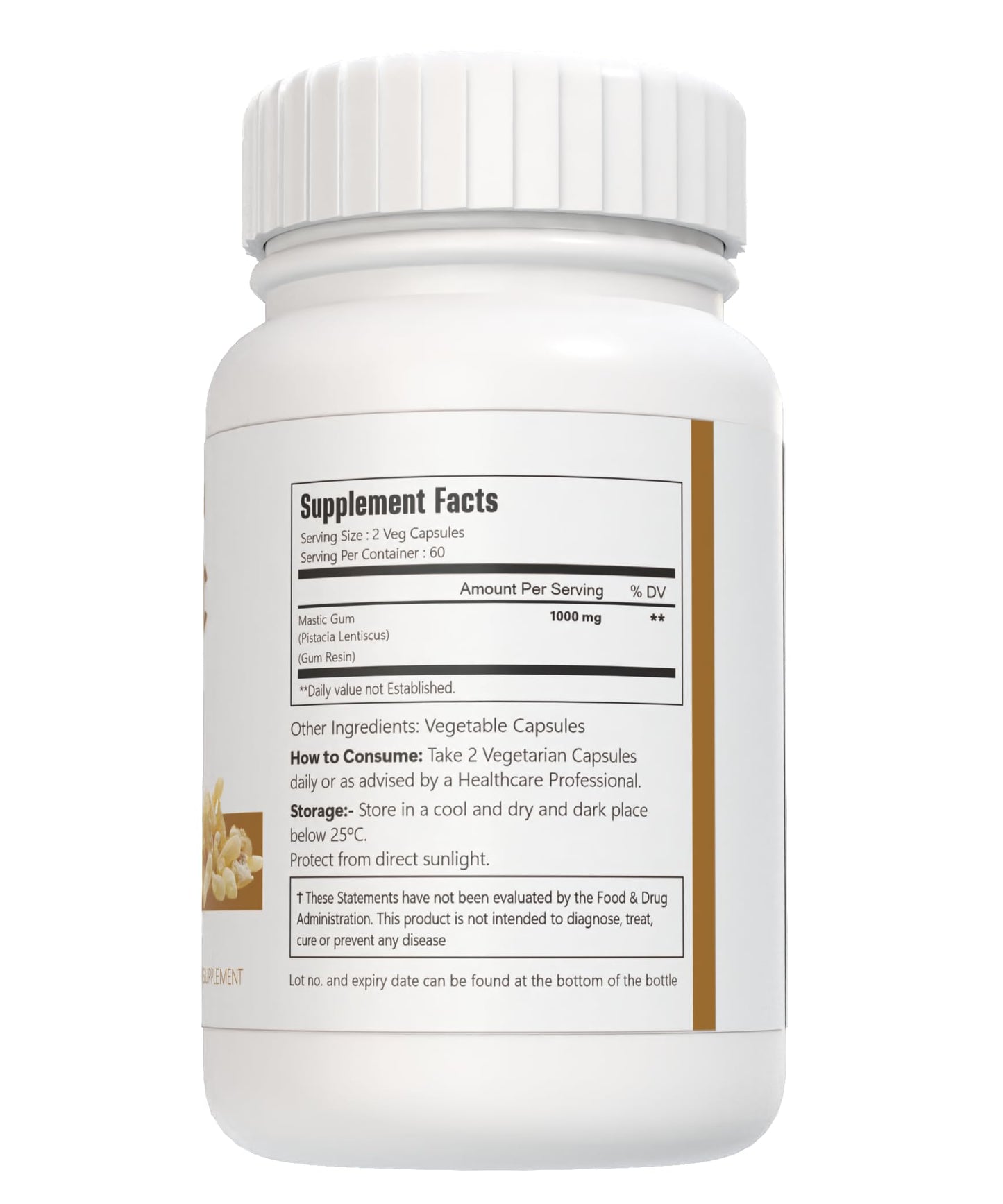VitaCosmoX Mastic Gum Capsule, 1000 mg per Serving, 120 Capsules