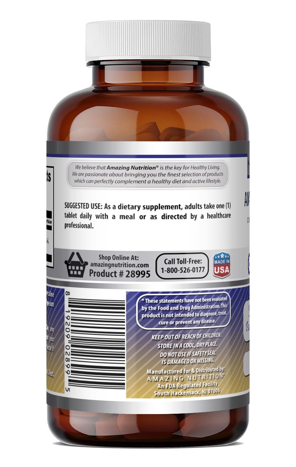 Amazing Nutrition Zinc Gluconate Supplement Tablets 120 Count