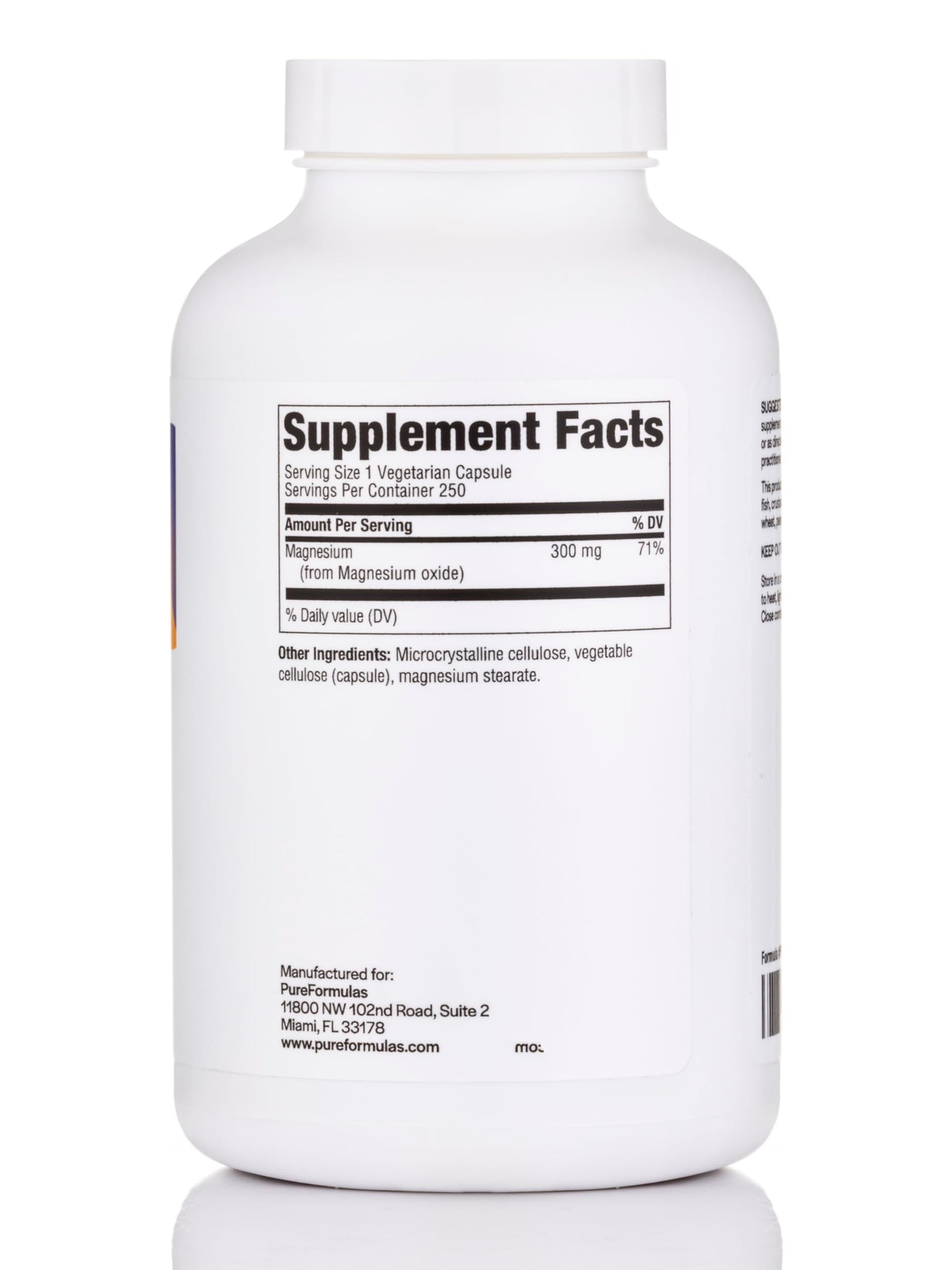 PureFormulas Magnesium Oxide 300 mg Capsules 250 Count