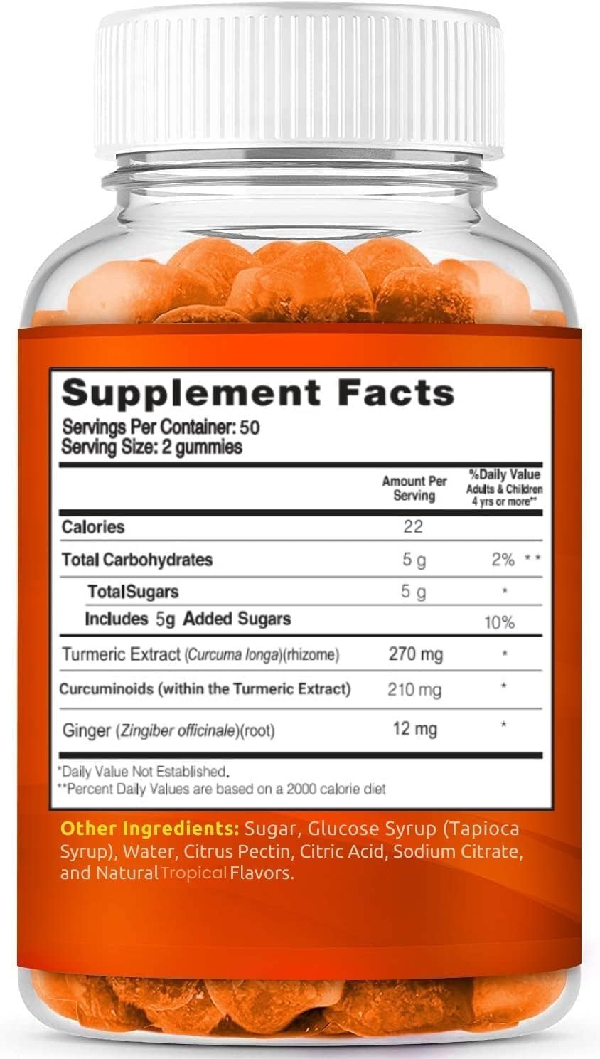 LifeCentric Health Turmeric Curcumin Gummies with Ginger, 100 Count