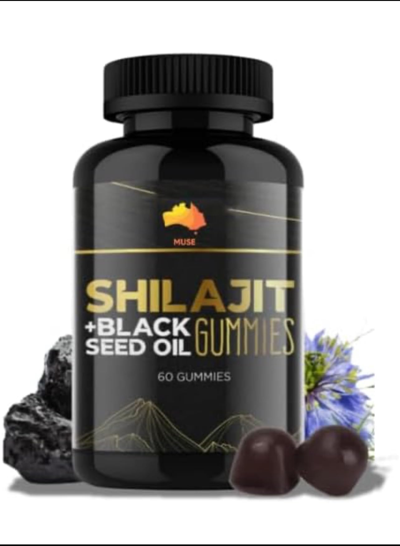 Muse Celtic Minerals Shilajit and Black Seed Gummies, Gummy, 60 Count