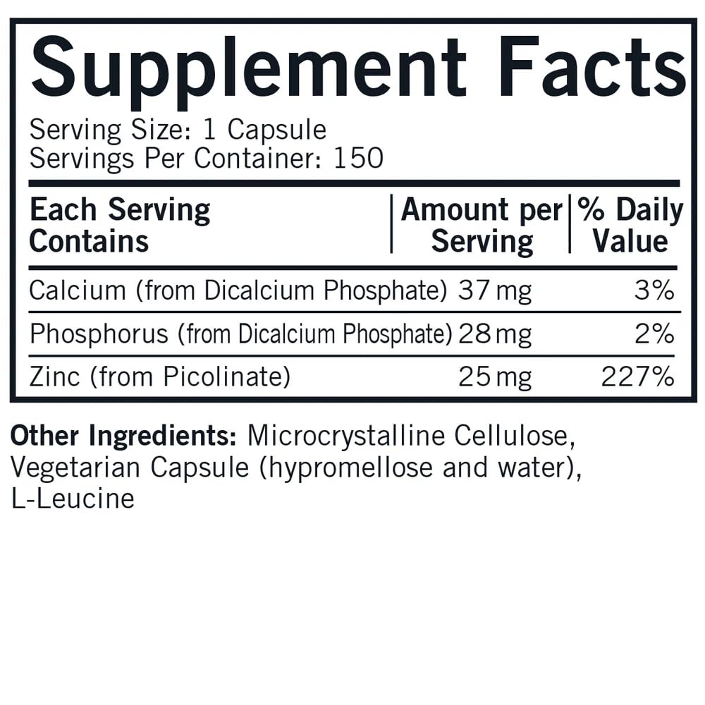 Kirkman Zinc Picolinate 25 mg Capsules, 150 Count