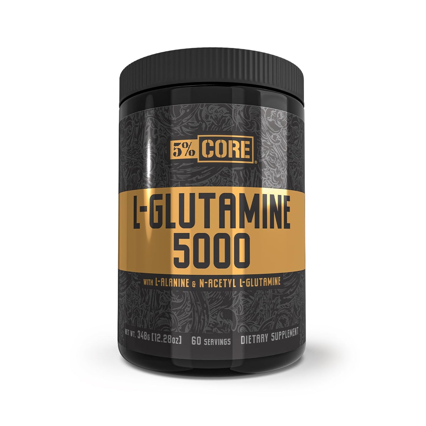 5% Nutrition Core L-Glutamine 5000 Supplement w/L-Alanine Powder, 12.28 Ounce