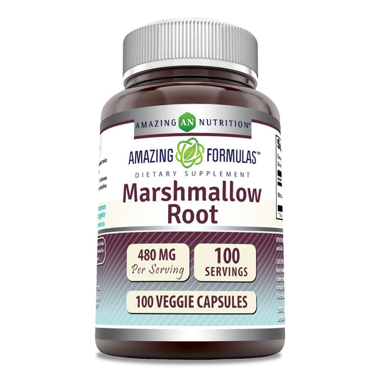 Amazing Nutrition Marshmallow Root Supplement Veggie Capsules, 100 Count
