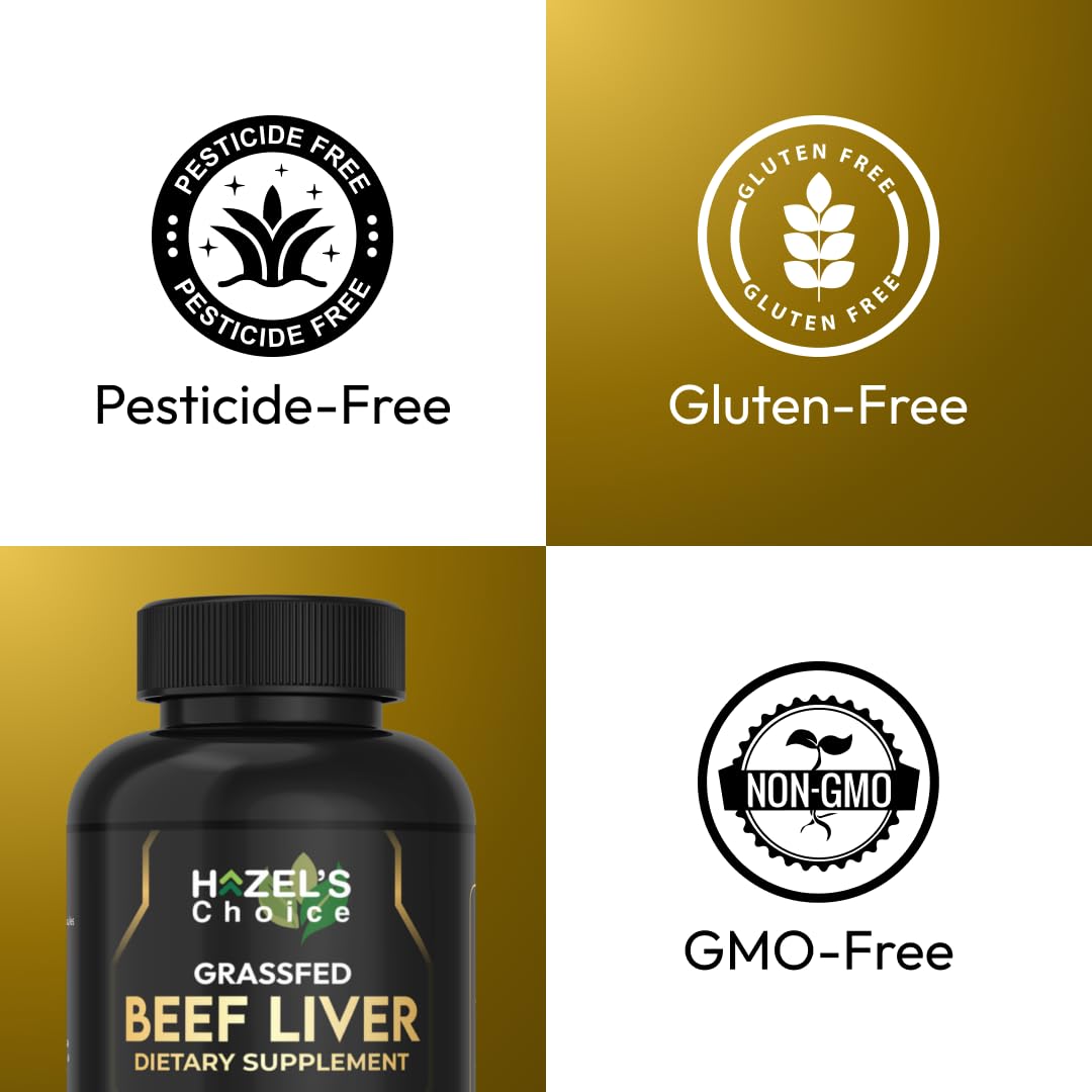 HAZEL'S Choice Grassfed Beef Liver Supplement 4500mg, 180 Capsules