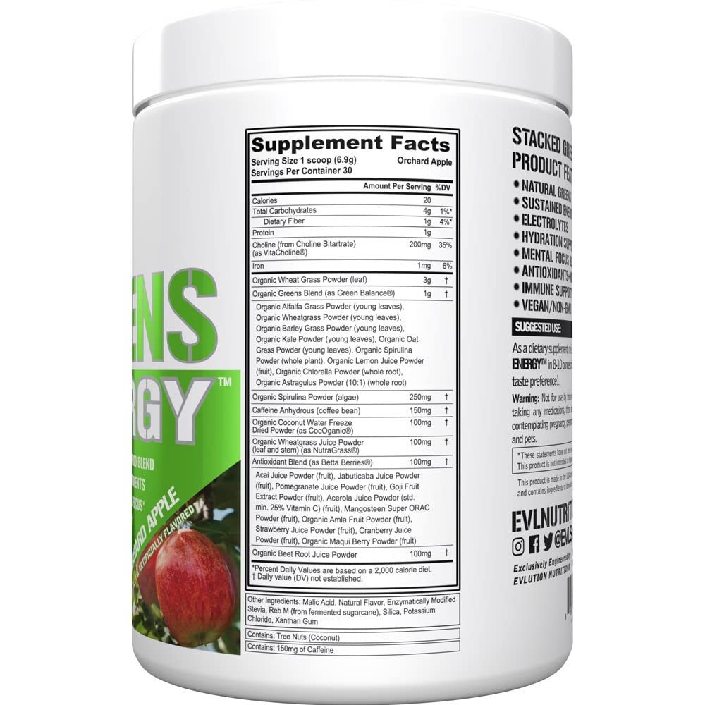 Evlution Stacked Greens Energy Powder 7.3 Ounce
