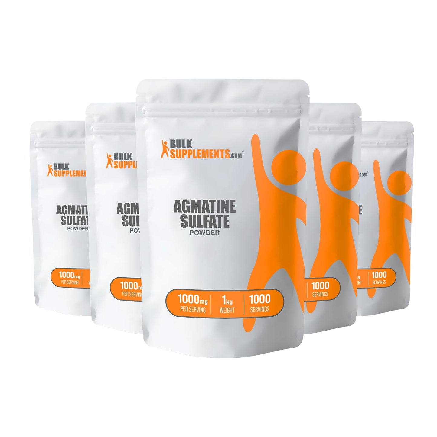 BulkSupplements Agmatine Sulfate Powder, 1000mg per Serving, 2.2 lb (Pack of 5)