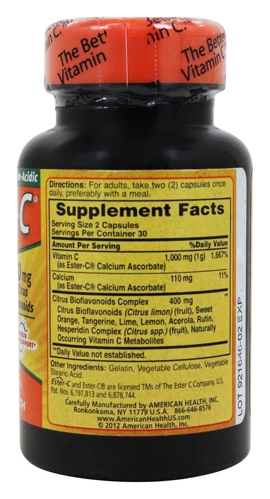 American Health Ester-C 500 mg with Citrus Bioflavonoids Capsules, 60 Count