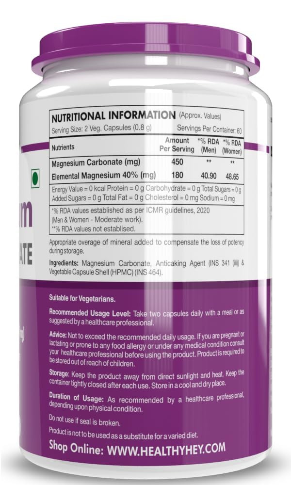 Generic Magnesium Carbonate 450mg Capsules 120 Count