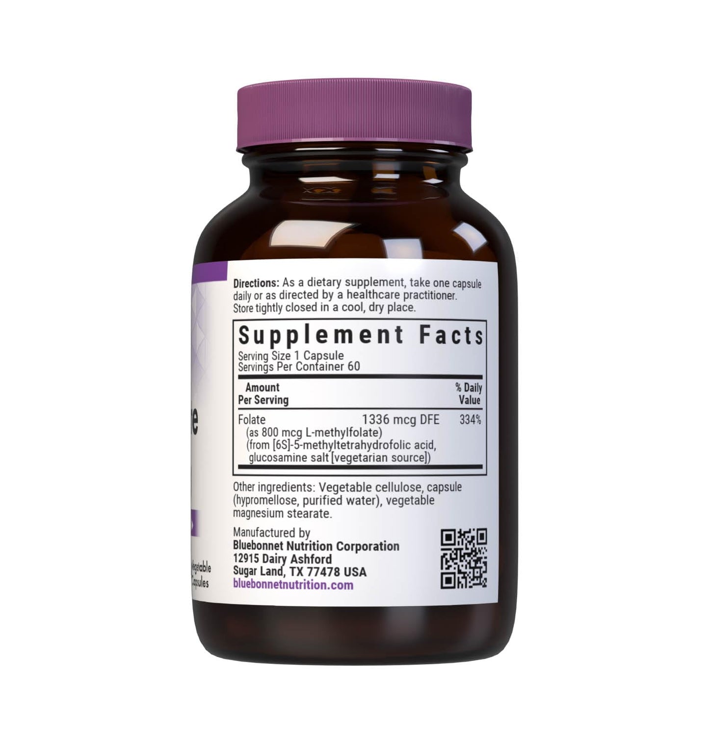 BlueBonnet CellularActive Methylfolate 800 mcg Capsules, 60 Count