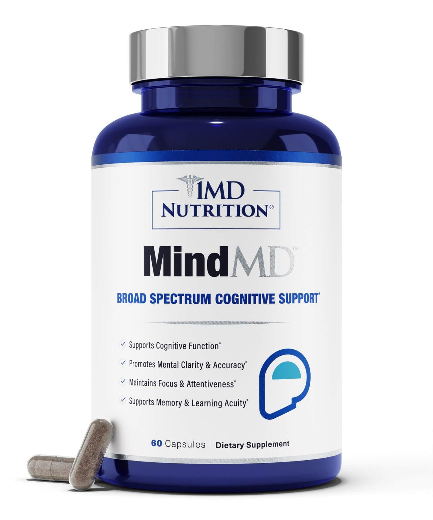 1MD Nutrition MindMD Brain Supplement for Memory and Focus Capsules, 60 Count