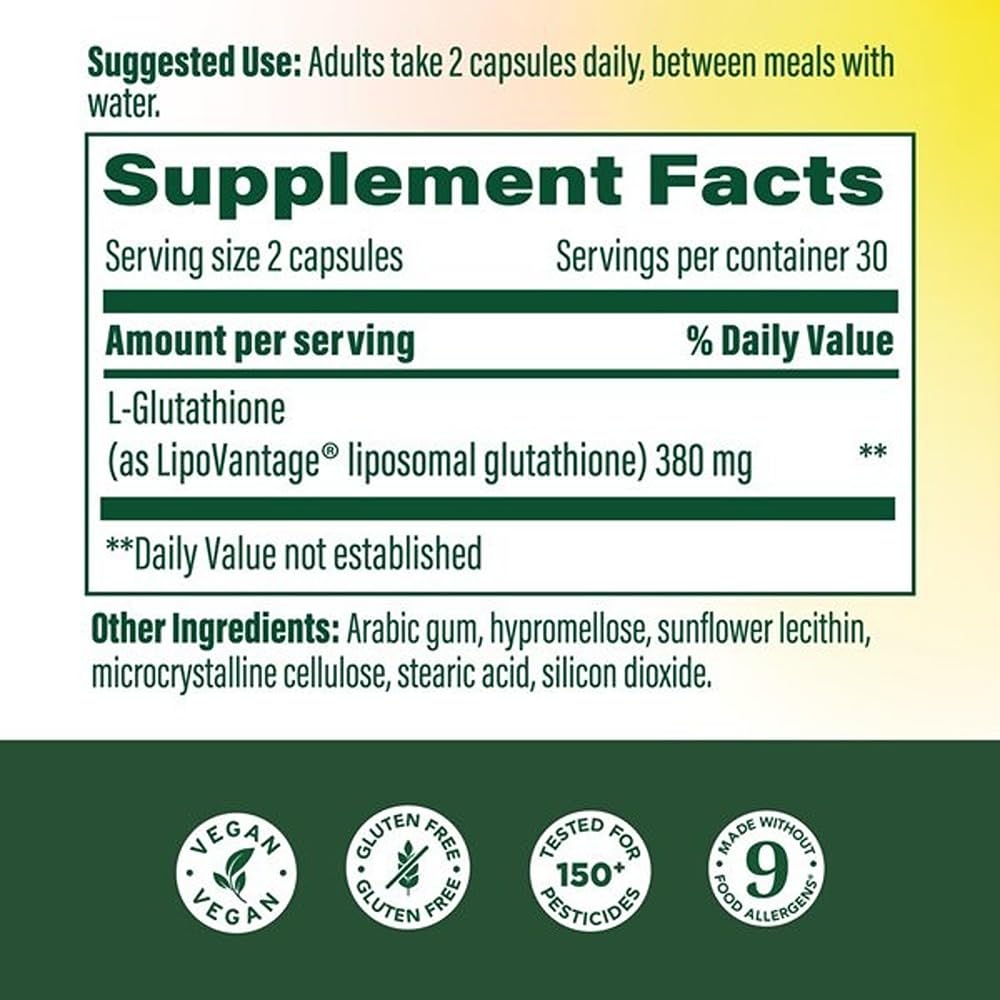 MegaFood High Absorption Liposomal Glutathione Supplement 60 Capsules