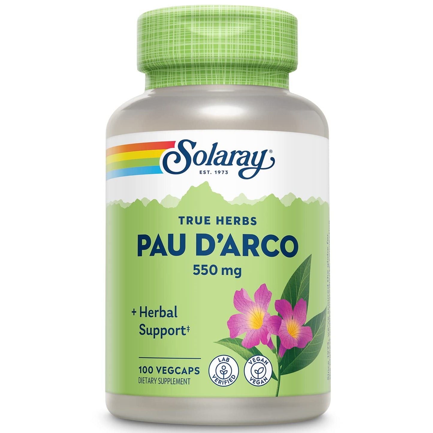Solaray PAU D'arco Inner Bark Capsules, 100 Count