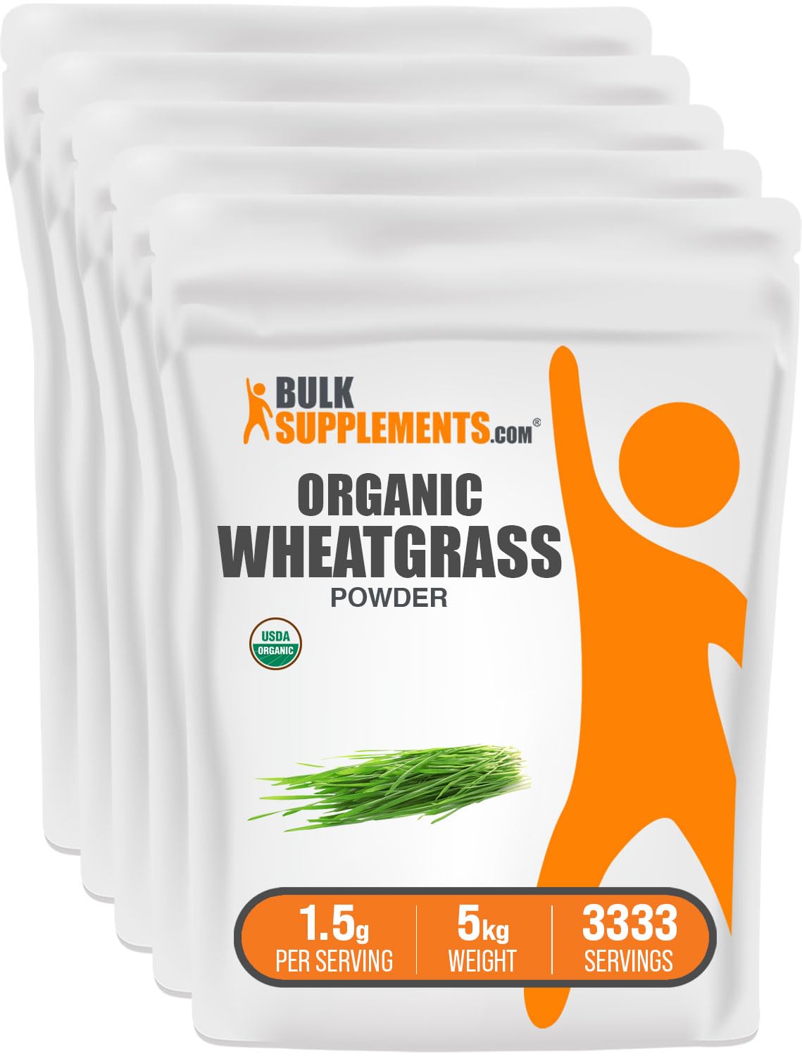BulkSupplements Organic Wheatgrass Powder, Pack of 5
