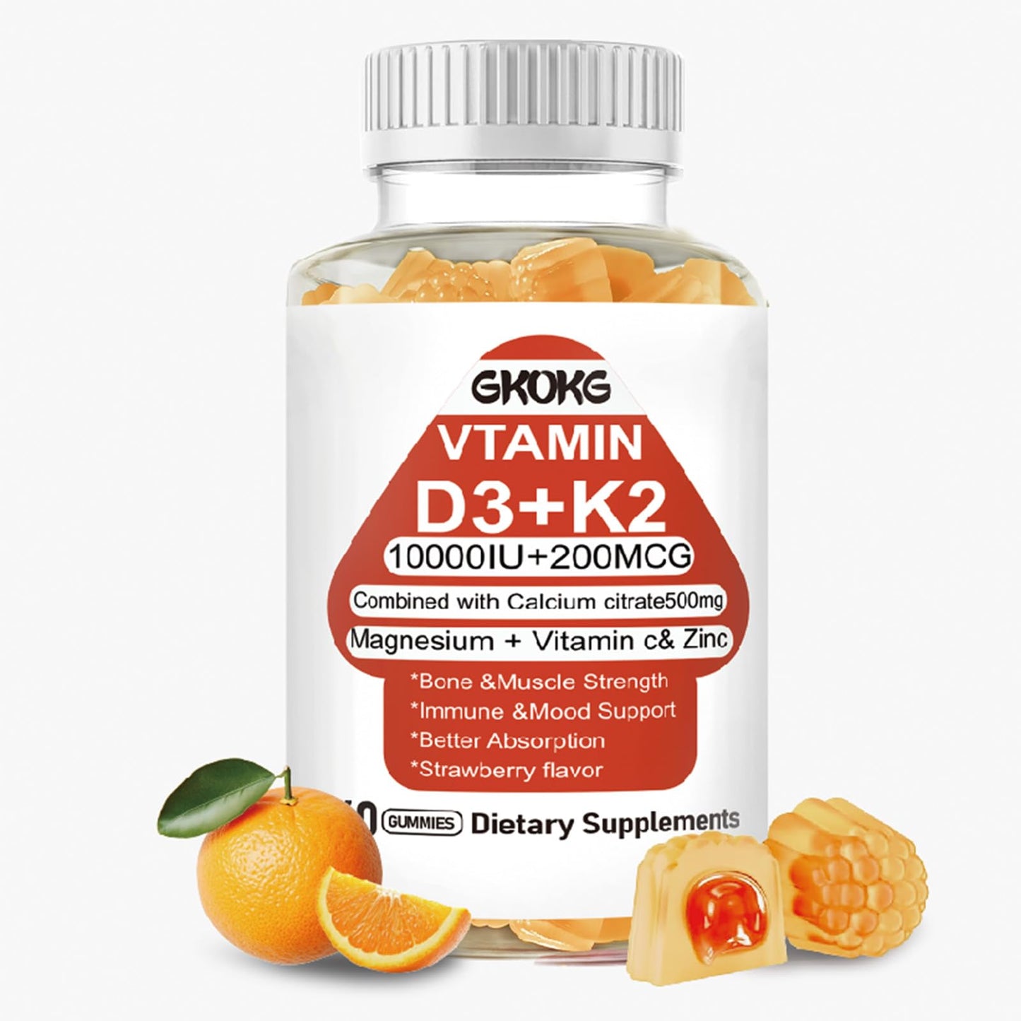 GKOKG Vitamin D3 K2 (MK7 200mcg) Softgels 60