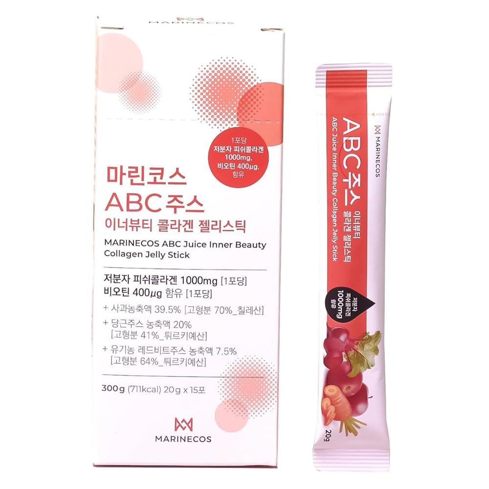 ZIOSTAND ABC Juice Inner Beauty Collagen Jelly Stick Gummy, 15 Count