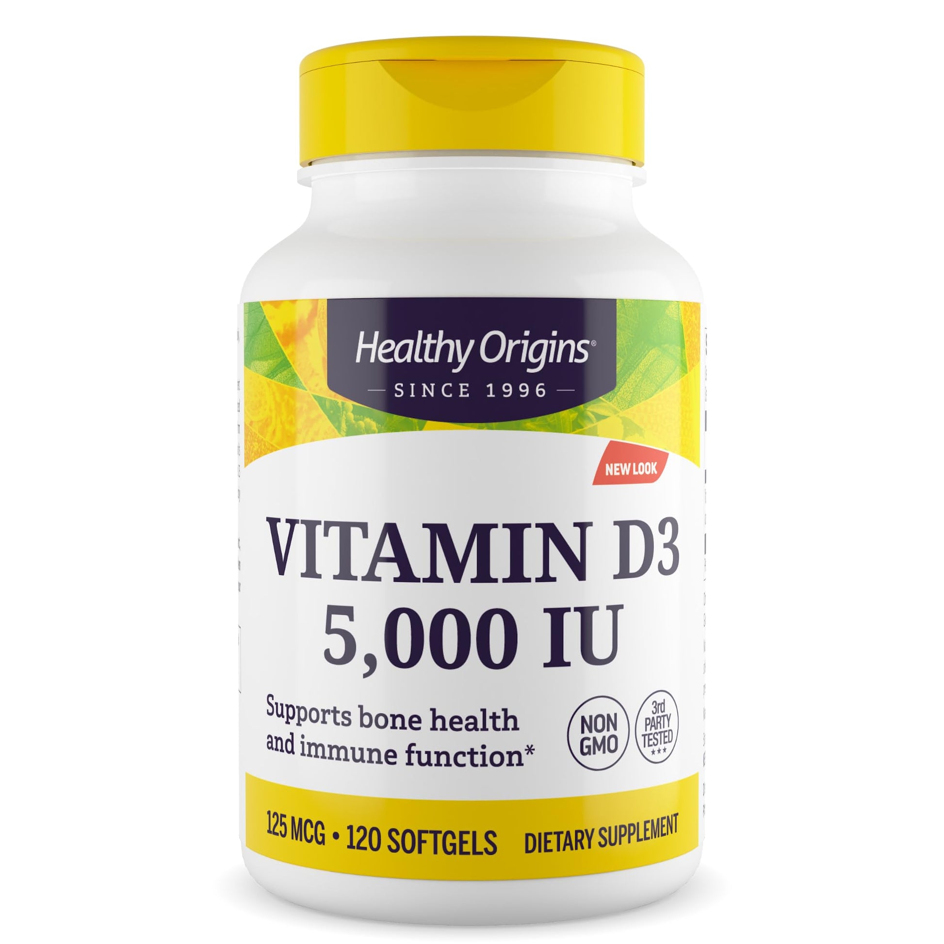 Healthy Origins Vitamin D3 5000 IU Softgels, 120 Count