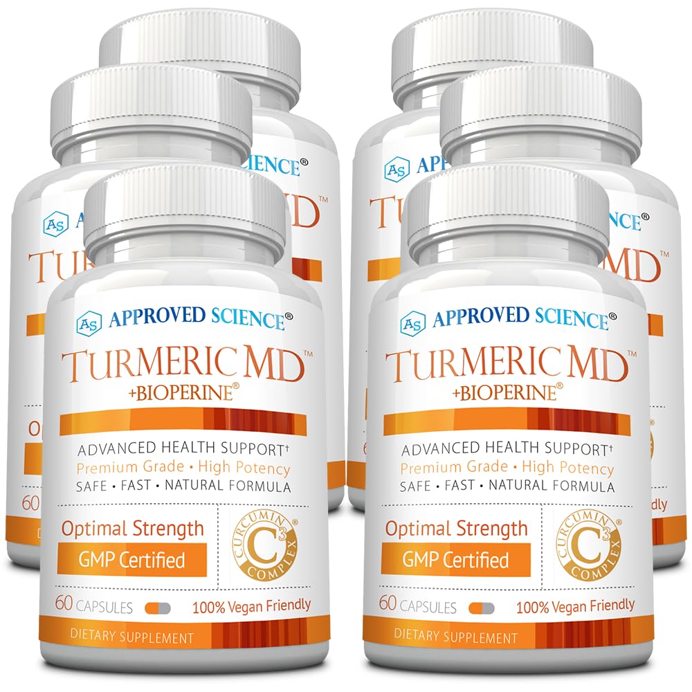Approved Science Turmeric MD Turmeric Extract with BioPerine Black Pepper & 95% Standardized Turmeric Curcuminoids Capsules 360