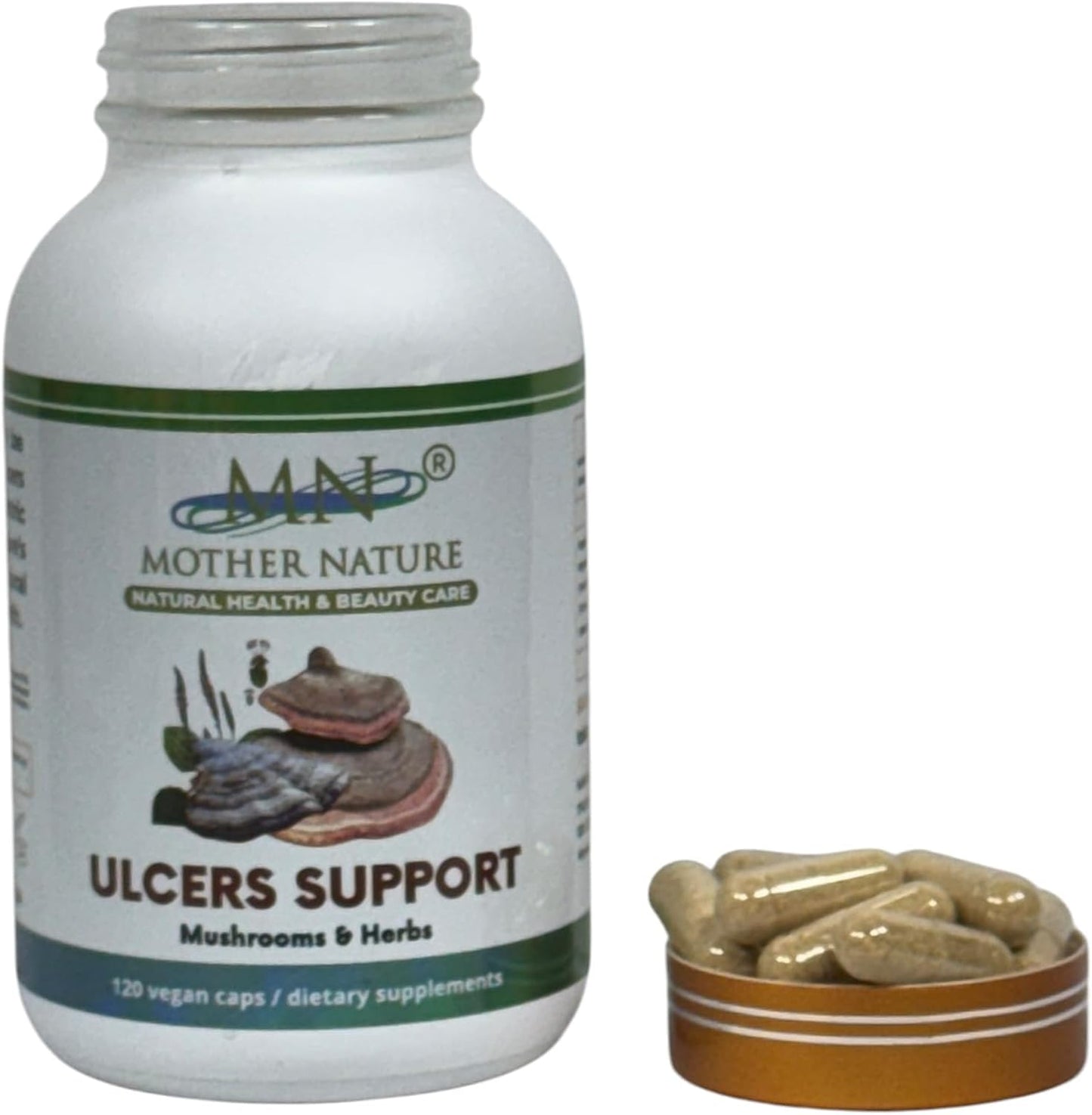 Mn Mother Nature Inc Ulcers Support (Laetiporus sulphureus) Mushroom 120 Vegan Capsules