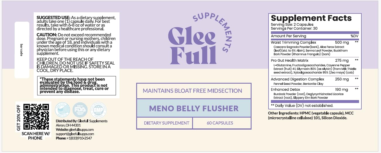 GLEEFULL SUPPS GleeFull Meno Belly Flusher Capsules 30