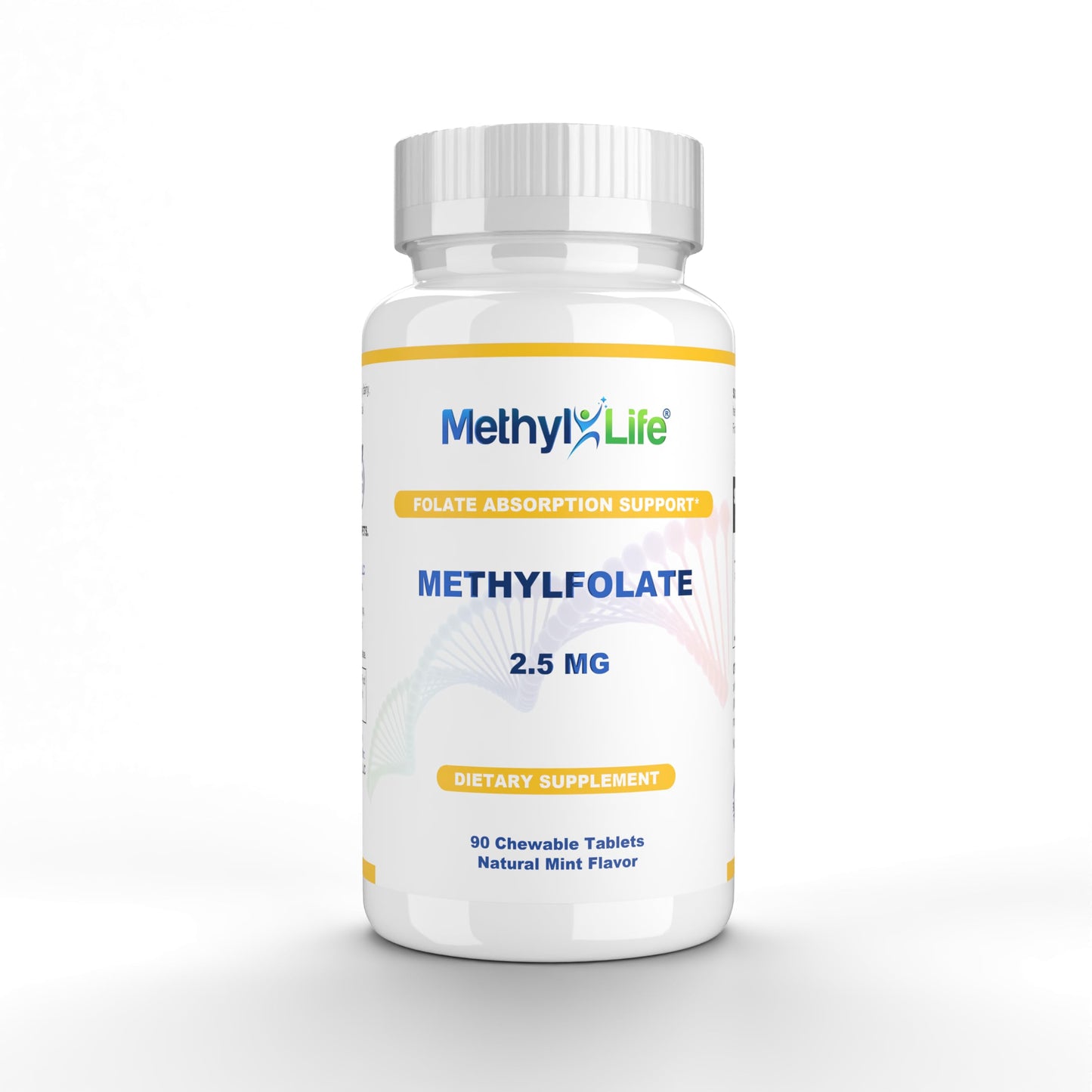 Methyl-Life L-Methylfolate 2.5 mg Chewable Active Folate Tablets (L-5-MTHF) – 90 Count