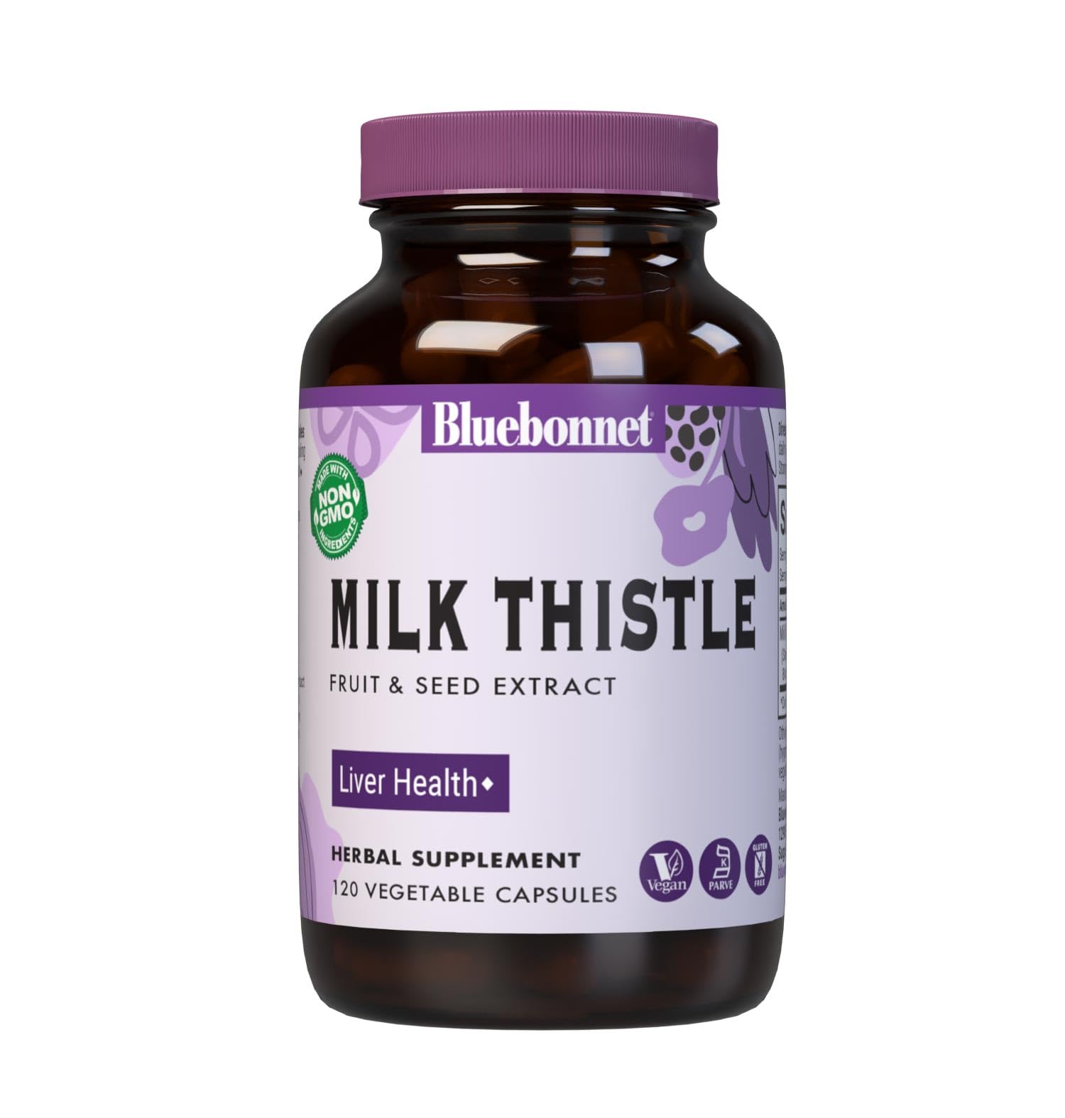 BlueBonnet Milk Thistle Fruit & Seed Extract Capsules, 120 Count, Liver Health*, Non-GMO, Vegan, Kosher Certified, Gluten-Free, Soy-Free