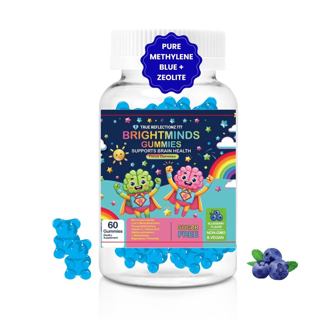 True reflectionz Brightminds Zeolite Detox Gummy Kids – Detox & Brain Support with L-Methylfolate, B12, Omega-3, Magnesium, Probiotics, Mood, Speech & Gut Support – Methylated Multivitamin Ages 6+ & Adults, 60 Count