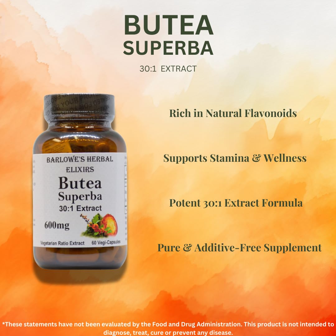 Barlowe's Herbal Elixirs Butea Superba Extract 30:1 600mg Capsule, 60 Capsules