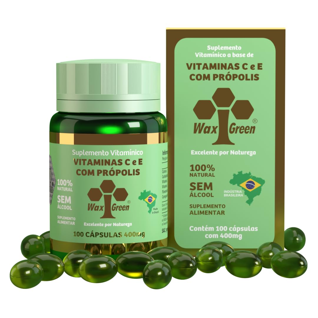 Generic Wax Green Brazil Bee Propolis Vitamin C with E 300mg Softgels 600 Count