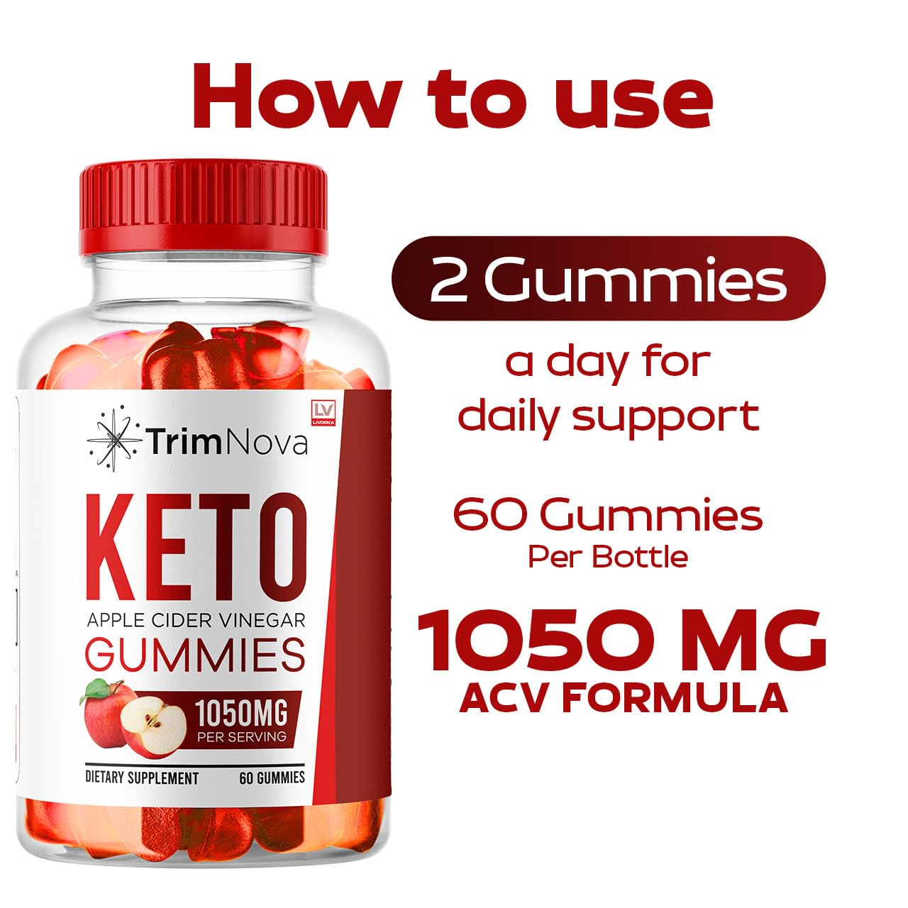 LIVORKA TrimNova Keto ACV Gummies, 60 Gummies