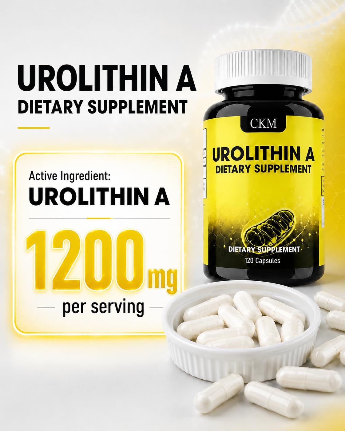 CKM Urolithin A Supplement 1200mg Capsules, 120 Capsules