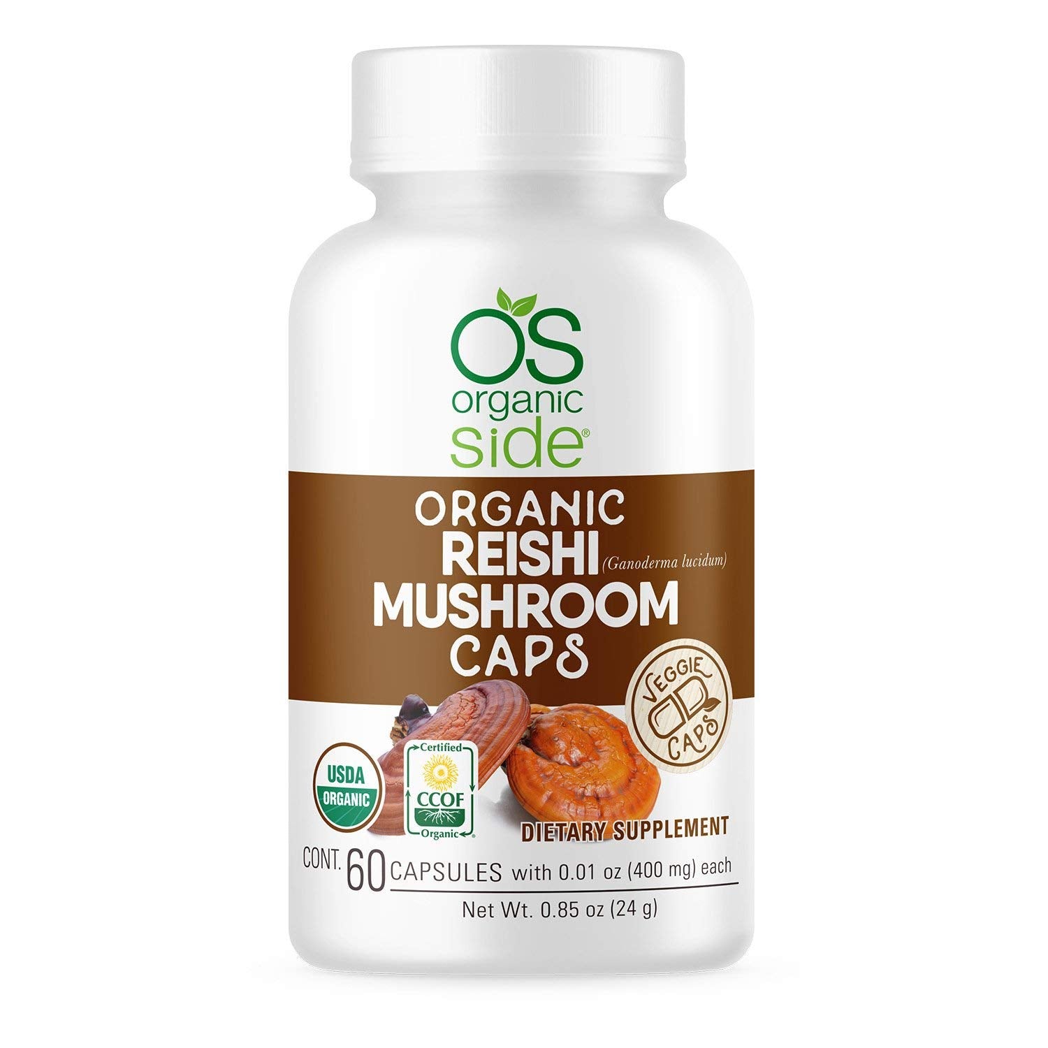 OS Organic Side Reishi Mushroom Capsules, 60 Capsules