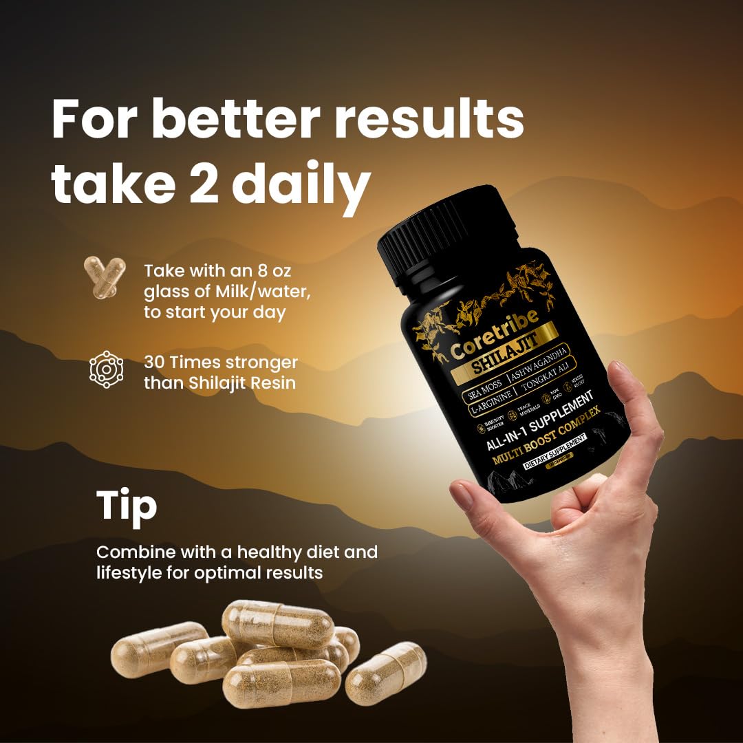 Coretribe Shilajit Capsules with Sea Moss & Ashwagandha, 120 Count