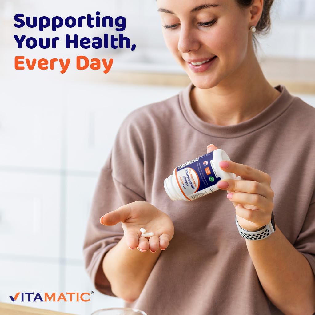 Vitamatic Akkermansia Muciniphila 30 Billion TFU + Clostridium Butyricum + Prebiotic Inulin GLP-1 Probiotic Capsule 30 Count