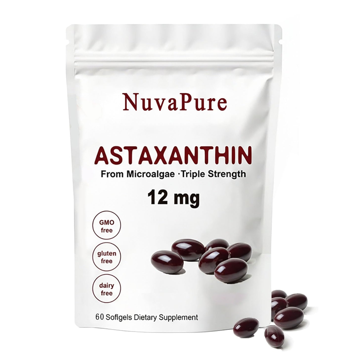 Snowpal Nuvapure Astaxanthin with MCT Oil - Pure 12mg Gummy, 1 Count