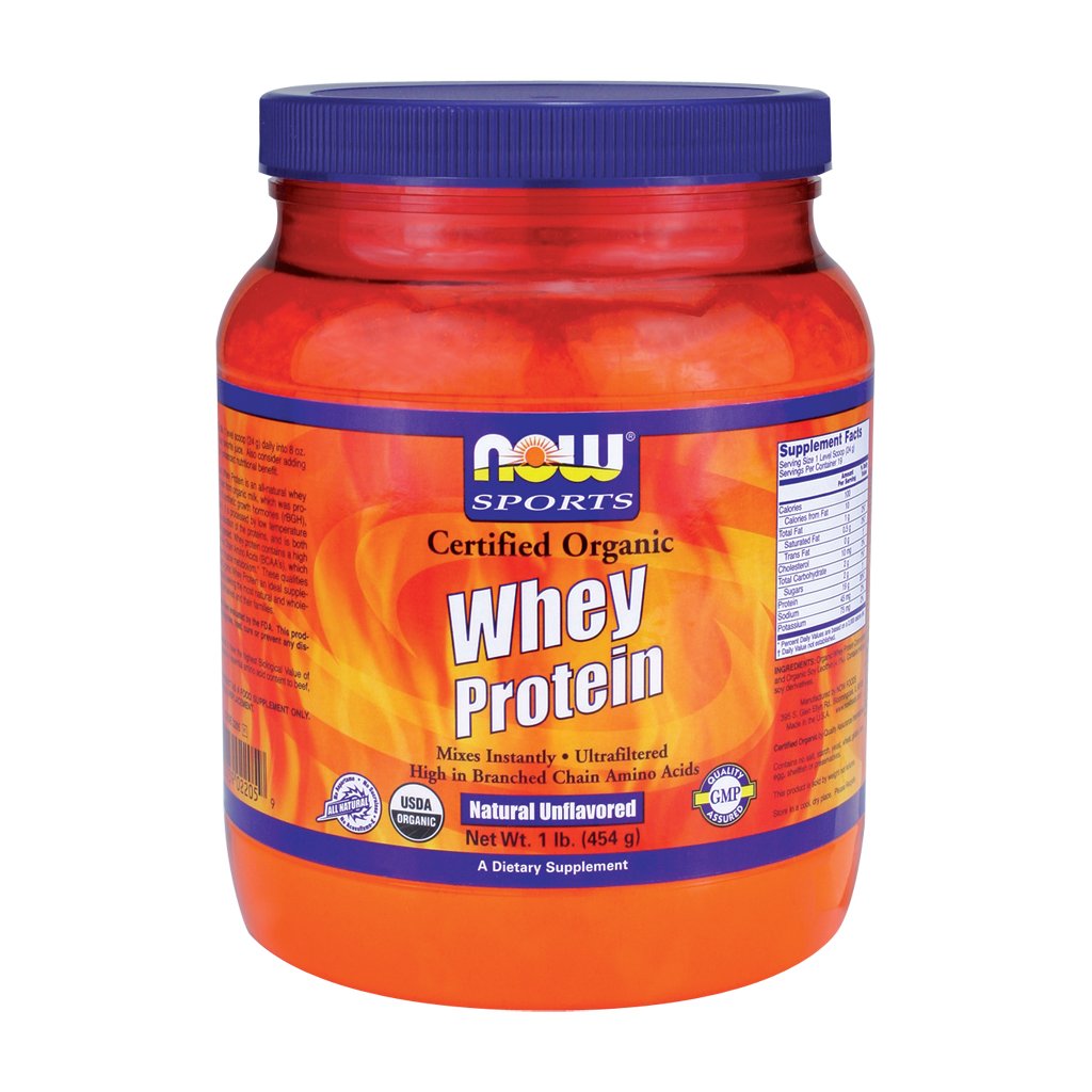 NOW Foods Whey Protein Natural Unflavored, Organic Powder, 48 oz
