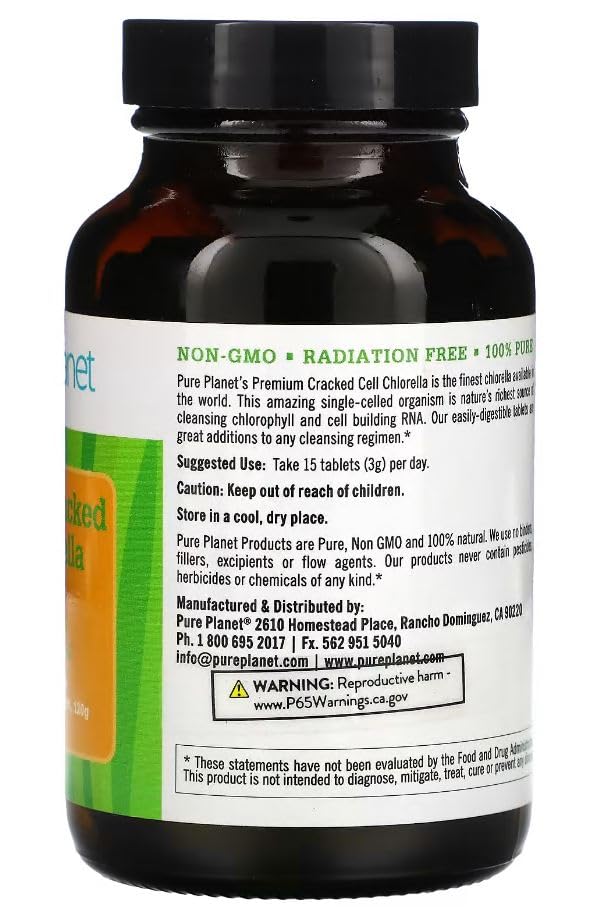 PURE PLANET Cracked Cell Chlorella Organic Tablet 240 Count