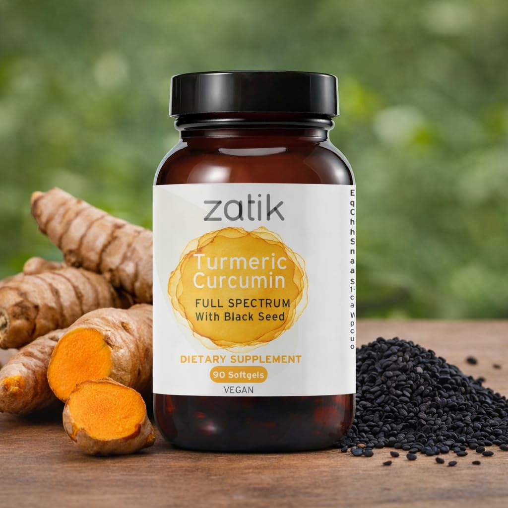 Zatik Turmeric with Black Seed Oil CO2 Extract Full Spectrum Formula Softgels 4.2 Ounces