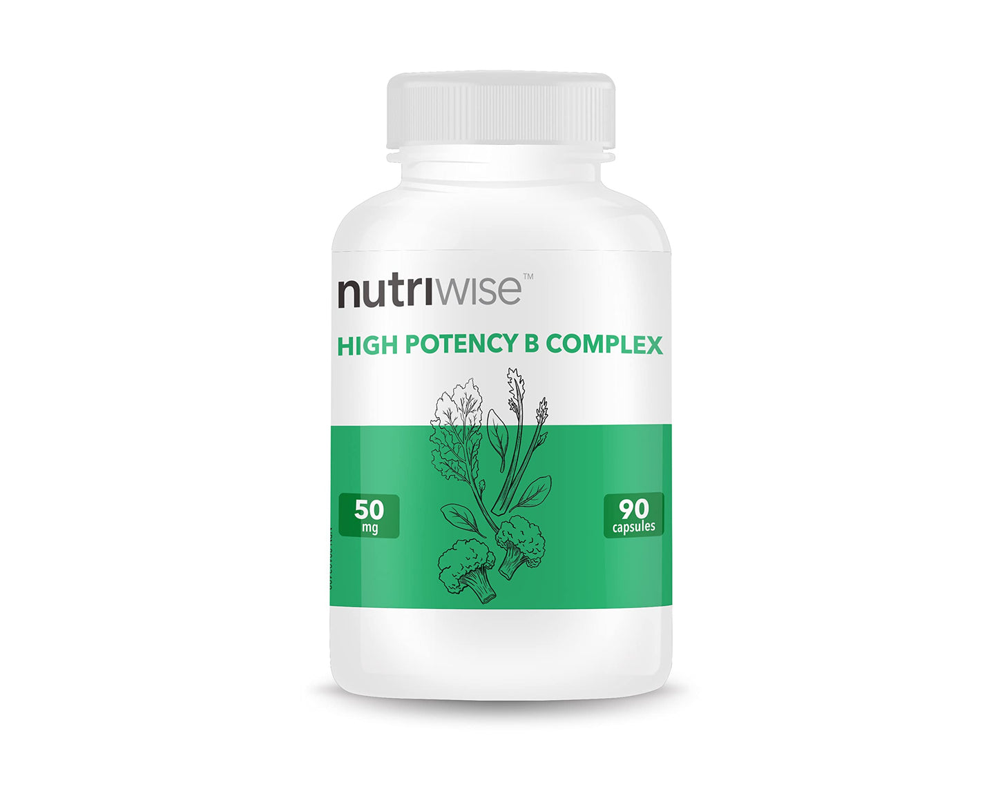 NutriWise High Potency B Complex Capsules, 90 Count