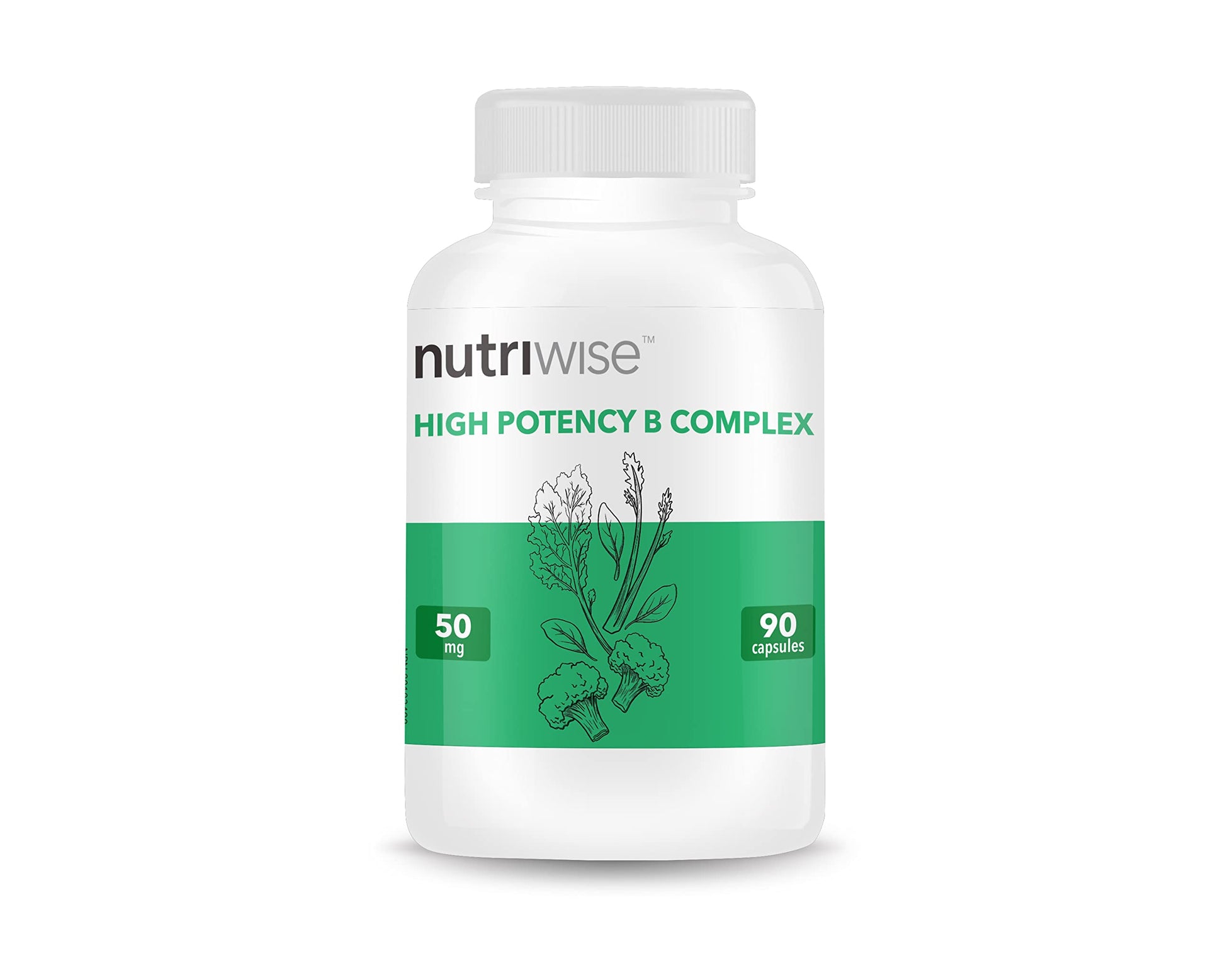 NutriWise High Potency B Complex Capsules, 90 Count