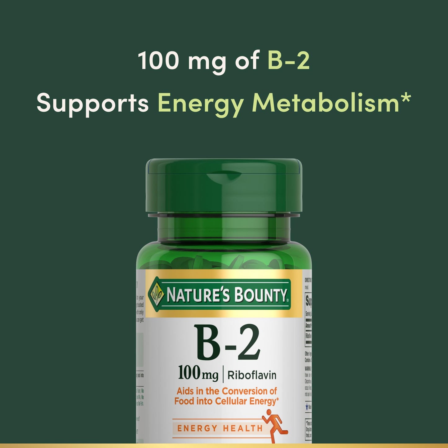 Nature's Bounty Vitamin B-2 100mg Tablet, 100 Count